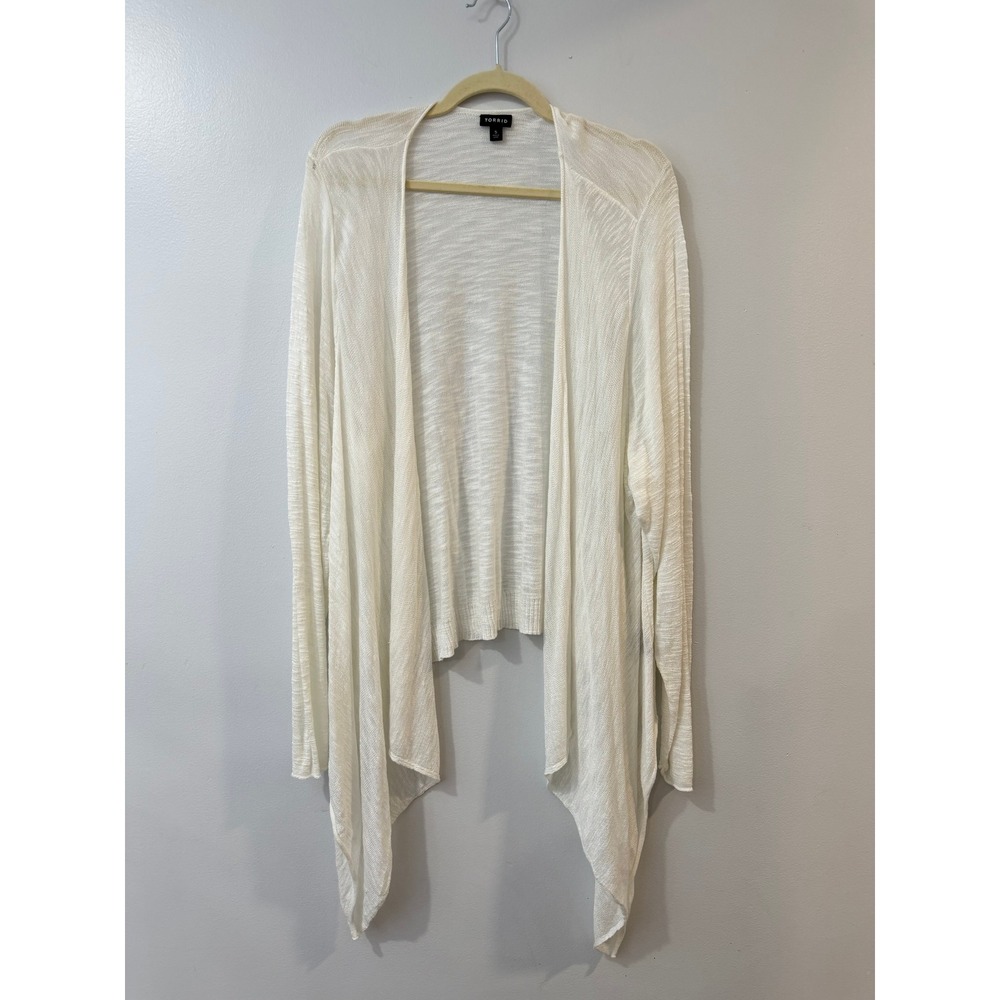 Torrid White Draped Waterfall Open Front Cardigan 5X Plus Size